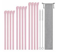 Anti Wrinkle Straw 12 Pcs, Flat & Wide Reusable Straw for 40 oz 30 oz 20 oz Stanley Cup, Flexible Wrinkle Free Drinking Straws with Cleaner Brush, Replacement Silicone Straws for Stanley Cup Tumbler