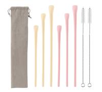 Anti Wrinkle Straws for Lips 6 Pack, Reusable Silicone Drinking Straws with 2 Brushes & Storage Bag, Flexible Flat Wide Mouth Design for Stanley 20/30/40oz Tumblers, Lip Filler Care Accessories