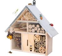 antiai Wooden Mason Insect Bee Butterfly House,Insect Hotel,an Outdoor Hanging Bamboo Habitat for Ladybugs Live,Bee Box,Butterfly Habitat for Garden,12.4 x 12 x 3.9 Inch