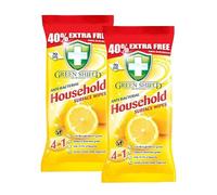 Antibacterial Household Surface Wipes Lemon Scent - 2 x 70 Large Quick-Drying Cleaning Wipes for Kitchen, Bathroom, Worktops, Appliances & General Household Surfaces