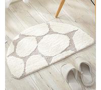 Antibacterial Microfiber Bath Mat Soft and Non-Slip Half-Round Shower Rug Machine Washable 50x80cm Ideal for Bathroom Decor (Color: White Size: 42x70cm)