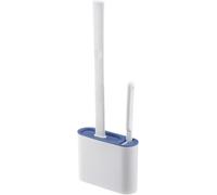 Antibacterial Silicone Toilet Brush with Holder, North West Style Flat Handle, Hidden Storage Wall Mount System, Easy Install & Quick Drying Loo Brush