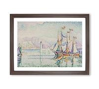 Antibes In The Morning By Paul Signac Classic Painting Framed Print | A2 Walnut Framed Wall Art | Ready to Hang | Classic Historical Picture | Living Room Bedroom Lounge Office