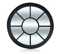 Antic by Casa Chic - Round French Window Mirror - 90 cm Diameter - Solid Frame - Matt Black