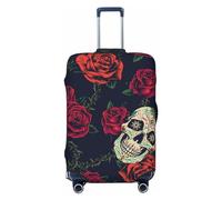 Anticsao Skull and Palm Leaves Luggage Cover,Washable Suitcase Covers Fashion Luggage Covers,Anti-Scratch Suitcase Protector Cover, Roses Skulls, Large, 1