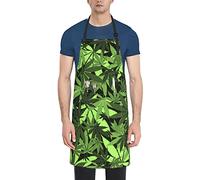 Anticsao Unisex Bib Apron With 2 Pockets Cannabis Leaf Weed Leaf Kitchen Cooking Chef Aprons for BBQ, Baking, Gardening