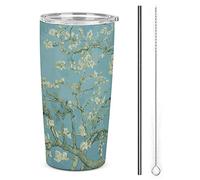Anticsao Van Gogh Almond Blossom Floral 20oz Stainless Steel Tumbler, Insulated Tumblers Cup with Lid and Straw and Straw Brushes, Double Wall Travel Coffee Mug