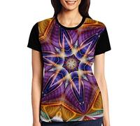 Anticsao Womens T-Shirt Short Sleeve Trippy Kaleidoscope Psychedelic 3D Summer Tops Tees Black
