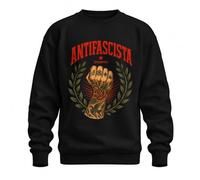 ANTIFASCISTA SIEMPRE Faust Statement Sweatshirt Jumper, Black, XXL | sarcasm resistance politics left swallow laurel wreath socialism punk rock anarchy freedom solidarity struggle