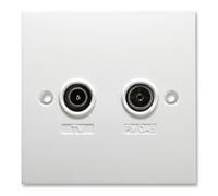 Antiference Outlet Plate With Diplexed Screened Vhf/Tv Dc Pass Uhf