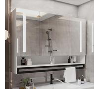 AntiFog Bathroom Mirror Cabinet with Touch Control 60x75x12cm Grey & White WallMounted Mirror Sto for nized Bath Space