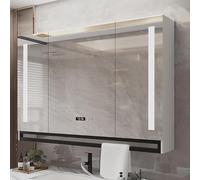 AntiFog Bathroom Mirror with Sto Touch Control WallMounted Vani Mirror Grey & White 60x75x12cm SpaceSaving Design for Modern Bathrooms