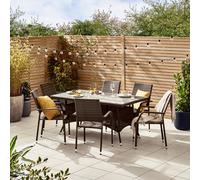 Outdoor Rattan Dining Table and Chairs - Antigua 6 Seat Brown Garden Dining Set - Brown