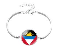 Antigua And Barbuda Flag Bracelet - North America Countries Flag Charm Hand Glass Dome Cabochon Button Patriotic Bangle,For Women Men Festival Jewelry Gift Accessories Wristband