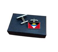 Antigua and Barbuda Flag Cufflinks - Caribbean National Emblem Gift for Men | Red, Black, Blue & Yellow Sun Design | Groomsmen Wedding Gift | Gift Box Included | Proud Antiguan Keepsake