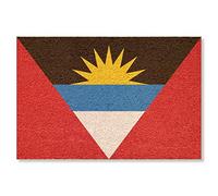 Antigua And Barbuda Flag Doormat Antigua And Barbuda Welcome Doormat Patriotic National Flag Mats Rustic Coir Doormat Non-Slip Entrance Way Mat For Home Kitchen Bathroom Housewarming Gift 16x24 Inch