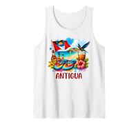 Antigua and Barbuda Flag Island Flip Flops Tropical Beach Tank Top