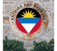 Antigua And Barbuda Flag Metal Sign Famous Country City Souvenir Welcome Sign Front Door Patriotic Decor Antigua And Barbuda Metal Wall Art Wall Plaques Farmhouse Indoor & Outdoor Decor 12x12in