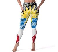 Antigua And Barbuda Paisley Flag Women's Yoga Pants High Waisted Leggings Workout Pants with Pockets L