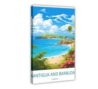 Antigua And Barbuda Travel Art Caribbean Canvas Poster Wall Art Decor Print Picture Paintings for Living Room Bedroom Decoration 24x36inch(60x90cm)