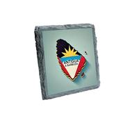 Antigua & Barbuda Flag Slate Coaster - Natural Stone Drink Coaster with Island Map Design (slco-kf25-2139)