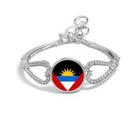 Antigua & Barbuda Silver Colour Bracelet With Diamantes And Velvet Gift Bag