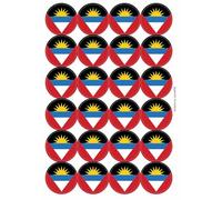 Antigua National Flag Circular Matt Paper Stickers A4 Sheet of 24 (Each Sticker is 45mm Diameter)