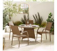 Antigua Rattan 4 Seat Round Table Garden Dining Set - Beige