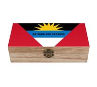 Antiguan And Barbuda Flag Wooden Storage Box with Hinged Lid Jewelry Container Keepsake Treasure Boxes