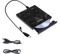 Antika External CD DVD Drive TypeC USB 3.0 Extended Cable Power Line Portable DVD Player CD/DVD +/-RW Burner Reader for Laptop Desktop PC Apple Mac Macbook Pro Windows 11/10/8/7 / XP Linux OS