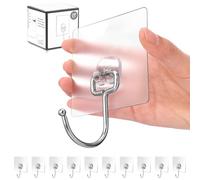 Antimbee 10-Pack All-Purpose Large Adhesive Hooks for Hanging,Banana Hook,Heavy Duty Adhesive Hooks 37 lb(Max),Sticky Wall Hook fit Home,Bathroom,Kitchen,Office and Outdoor