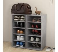 antioch set of 2 wooden shoe storage rack in concrete effect