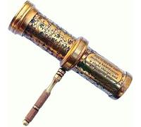 ANTIQLICIOUS Antique Hand-Carved Brass Kaleidoscope - Vintage Finish with Brass Handle - Decorative Collectible for Adults