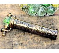 ANTIQLICIOUS Antiqued Brass Kaleidoscope with Marble Eyepiece - Premium Handcrafted Decorative Kaleidoscope - Victorian Classic Collectible with Viewing Ball