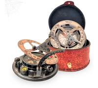 ANTIQUANA Antique Brass & Copper Sundial Compass, Sundial Clock in Box Gift Sun Clock Ship Replica Watch (BS2)