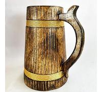 ANTIQUANA Handmade Wooden Beer Mug | Camping Travel Outdoor Mugs for Men | Tea Coffee Cup with Handle | Craft Tankard Drinking Stein