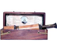 Antique 18'' Inch Brass Ship Captain Engraved HMS Endeavor Marine with Wooden Box Function High Magnification Nautical Decor Spyglass Gifting for Traveler Etc.