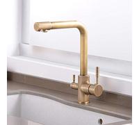 Antique 3-Way Kitchen Tap - Multifunctional Brass Hot & Cold Water Filter Mixer, Under Sink Three-in-One Kitchen Faucet for Clean Drinking Water