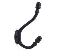 Antique Acorn Design Epoxy Black Finish Coat Hook - 5" / 130mm - Pack of 5 Hooks