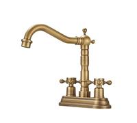 antique all-copper double-handle double-hole basin hot and cold water faucet washbasin two-hole faucet, antique two-hand wheel, high