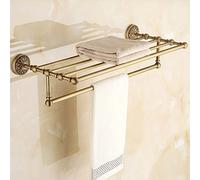 Antique All Copper Towel Rack, European Bathroom Towel Bar, Double Rod 50Cm, Stylish Toilet Towel Rail, Durable Vintage Design for Home Décor