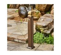 Antique Aluminum Outdoor Water Column with Double Outlet Faucet, Retro Carved Anti-Freeze Water Tap, Floor-Mounted Water Dispenser Hydrant (85x17cm)