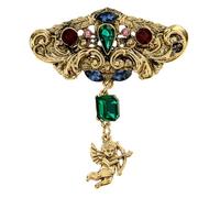 Antique Angel Cupid Brooch Pin for Women Men Gold-Toned Vintage Rhinestone Love Statement Brooches Lapel Pins Elegant Dress Accessories Anniversary Valentine's Jewelry Gift