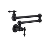 Antique Ass Kitchen Faucet WallMounted Double Handle Foldable Design Black Finish Ideal for Home Chefs Elegant Pot Filler SpaceSaving Solution