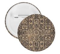 Antique Background Printing Badge Metal Round Pins, Lightweight Brooch for Backpack, Fashion Button Pins Badge for Shirts, Jackets, Shawl Coat, Unisex, 5PCS, Tinplate, metal round pins