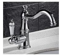 Antique Basin Faucet Solid Brass with Diamond Bathroom Faucet Single Handle Sink Faucet Water Tap (Color : Chrome)