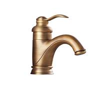 Antique Bathroom Faucet - Deck Mounted Single Handle Cold & Hot Water Mixer Tap for Basin Sink - Short Tall Design, Elegant Vintage Style