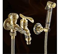 Antique Bathroom Faucet Set Portable Spray with Brass Shower Holder and 1.5M Hose Handheld Bidet Muslim Toilet Shattaf