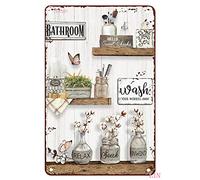 Antique Bathroom Sign Wall Art Rustic Farmhouse Wall Decor for Bathroom Bathroom Sign Poster Relax Soak Unwind Home Decor for Bathroom Guest Restroom Toilet Metal Sign Rustic Wall Sign 12x8 inch