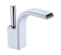 Antique Bathroom Sink Faucet - Deck Mounted Hot & Cold Waterfall Mixer Tap in White & Chrome for Basins - Elegant Taps for Stylish Bathrooms